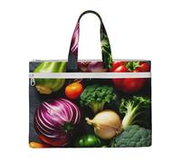 Bolsa de lona de gran capacidad con estampado de frutas y verduras para mujeres y hombres, documentos, oficina, viajes, compras