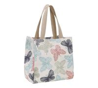 Bolsa de lona de gran capacidad reutilizable para comestibles, lonchera con bolsillos interiores para viajes y compras, Blanco, 23x24x15cm