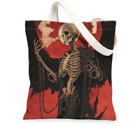Bolsa de lona de Halloween con diseño de calavera de muerte para compras, 33 x 38 cm, diseño gótico espeluznante y aterrador, bolsa de comestibles reutilizable para mujeres, diseño estético de terror