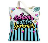 Bolsa de lona de helado para mujer, diseño de pelota de playa juguetona de verano, estrella de mar, color azul, lavable, reutilizable, bolsa de mercado para compras, Azul, 13x15 Inch