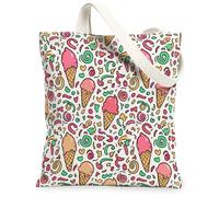 Bolsa de lona de helado para mujer, juguetona y colorida remolino, caramelo, verano, melocotón, lavable, reutilizable, bolsas de comestibles, ideas para salir, Melocotón, 13x15 Inch
