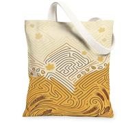 Bolsa de lona de hoja de arce, inspirada en la naturaleza, artística, líneas de remolino de trigo otoñal, bolsa de comestibles, 33 x 38 cm, Dorado, 13x15 Inch