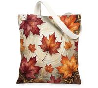 Bolsa de lona de hoja de arce para mujer, otoño, naturaleza, otoño, hojas, remolino, otoño, naranja, lavable, reutilizable, bolsas de compras, ideas para T, Naranja, 13x15 Inch