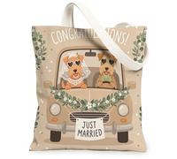 Bolsa de lona de Lakeland Terrier para bodas, 13 x 15 pulgadas, divertida bolsa de hombro reutilizable para mujer, pintura recién casada, decoración de regalo