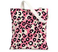 Bolsa de lona de leopardo para mujer, diseño de puntos atrevidos, curvas de verano, melocotón, lavable, reutilizable, ideas para viajes, trabajo, compras, librería, 13 x 15 pulgadas