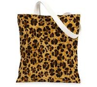 Bolsa de lona de leopardo para mujer, diseño de puntos atrevidos, piel, ninguno marrón, lavable, reutilizable, con gráficos, ideas para salir al aire libre, Marrón, 13x15 Inch