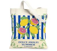 Bolsa de lona de limón para mujer, hojas de lima tropical, verano, amarillo, lavable, reutilizable, pequeñas, ideas para viajes, trabajo, compras, librería, 13 x 15 pulgadas