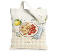 Bolsa de lona de limón para mujer, pícnic, casual, tomates, pan, verde, lavable, reutilizable, bolsas de comestibles, ideas para familiares, amigos, colegas, lectura, amores, 13 x 15 pulgadas