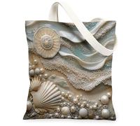Bolsa de lona de lujo estilo 3D para ir de compras, 13 x 15 pulgadas, bolsa de comestibles reutilizable para mujer, playa, playa, playa, playa, estética, decoración de regalo