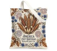 Bolsa de lona de maíz para mujer, diseño vintage de flores de fuegos artificiales para Acción de Gracias, color marrón, lavable, reutilizable, ideas para compras, Marrón, 13x15 Inch