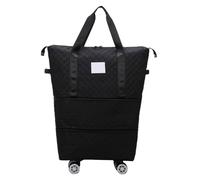 Bolsa de lona de mano con ruedas, bolsa de equipaje plegable con ruedas, equipaje de mano expandible, bolsa de lona de gran capacidad para esposa, padres, Black, Refer to , Unisex