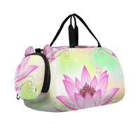 Bolsa de lona de mano para niños, acuarela, flamencos, playa, fin de semana, bolsa de viaje para niñas, bolsa de viaje para gimnasio, equipaje para niños, Hermosa flor de loto rosa, Classic