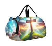 Bolsa de lona de mano para niños, diseño de lobo, color azul y plateado, para fin de semana, para niñas, bolsa de viaje para baile, Cruz de Pascua He Is Risen, Classic