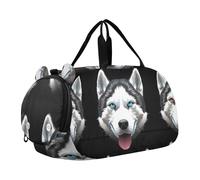 Bolsa de lona de mano para niños pequeños, bolsas de fin de semana para niñas, bolsa de viaje para deportes, bolsa de lona colorida planetas espaciales, Perro Husky siberiano, negro, Classic