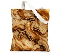 Bolsa de lona de mármol para mujer, elegante y moderna textura de remolino, ninguno marrón, lavable, reutilizable, bolsa de compras ideas para viajes W, Marrón, 13x15 Inch