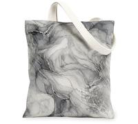 Bolsa de lona de mármol para mujer, moderna textura abstracta en espiral, ninguno gris, lavable, reutilizable, bolsa de comestibles, ideas para viajes de compras, oficina, biblioteca, casual, 13 x 15