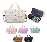 Bolsa de lona de pana para niñas, bolsa de gimnasio con compartimento para zapatos y bolsillo húmedo, bonita bolsa de viaje para fin de semana, bolsa de baile para niños, Verde, Retro