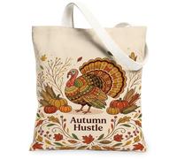 Bolsa de lona de pavo, diseño rústico de hojas de calabazas de temporada, color marrón, para uso diario, 13 x 15 pulgadas, Marrón, 13x15 Inch