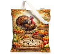 Bolsa de lona de pavo para mujer, rústica, calabazas, maíz, Acción de Gracias, naranja, lavable, reutilizable, bolsas de mano para uso diario, ideas para viajes de compras, oficina, biblioteca, casual
