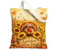 Bolsa de lona de pavo, rústica, fantasía, girasol, calabazas, otoño, color amarillo, estética, 33 x 38 cm, Amarillo, 13x15 Inch