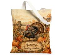 Bolsa de lona de pavo, rústica, tradicional, calabazas, girasol, otoño, naranja, bolsas de compras de 13 x 15 pulgadas, Naranja, 13x15 Inch
