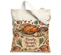 Bolsa de lona de pavo, rústica, tradicional, calabazas, pan, Acción de Gracias, color marrón, estética, 33 x 38 cm, Marrón, 13x15 Inch