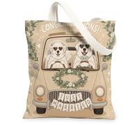 Bolsa de lona de perro de los Grandes Pirineos para ir de compras de 13 x 15 pulgadas, divertida bolsa de hombro reutilizable para mujer, pintura recién casada, decoración de regalo
