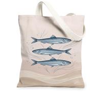 Bolsa de lona de pescado para mujer, diseño de burbujas de la naturaleza marina, azul, lavable, reutilizable, para uso diario, ideas para compras, viajes, oficina, biblioteca, casual, 13 x 15 pulgadas