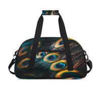 Bolsa de lona de plumas de pavo real para mujeres, hombres, niños, niñas, niños, bolsa de viaje para fin de semana, bolsa de viaje de 24 L, bolsa de deporte para gimnasio, bolsa de práctica, color, 24