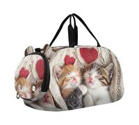 Bolsa de lona de San Patricio con diseño de perro carlino para niñas, bolsa de viaje para fin de semana durante la noche con compartimento para zapatos, bolsa de lona para niño, Cute Little Kittens