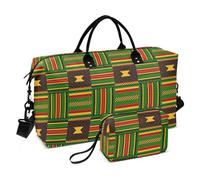 Bolsa de lona de tela africana verde étnico grande con correa ajustable, bolsa de entrenamiento deportivo para yoga, deportes impermeable, African Textile Ethnic Green, 1 Size