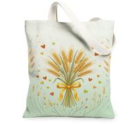 Bolsa de lona de trigo, diseño rústico de corazones, color verde, 33 x 38 cm, Verde, 13x15 Inch