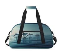 Bolsa de lona de verano con delfines oceánicos para mujeres, hombres, niños y niñas, bolsa de viaje de fin de semana, bolsa de viaje de 24 L, bolsa de deporte para gimnasio, bolsa de práctica, color,
