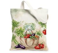 Bolsa de lona de verduras para mujer, cosecha de apio natural de la tierra, color verde, lavable, reutilizable, bolsas pequeñas, ideas F, Verde, 13x15 Inch