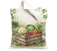 Bolsa de lona de verduras para mujer, hojas naturales de temporada, color verde veraniego, lavable, reutilizable, estética, ideas, Verde, 13x15 Inch