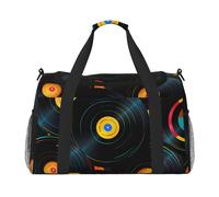 Bolsa de lona de viaje con discos de música, de vinilo, para gimnasio, durante la noche, para hombres y mujeres, equipaje de mano ligero para entrenamiento y vacaciones