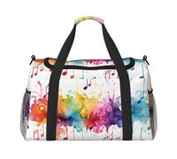 Bolsa de lona de viaje con diseño de arte musical, para gimnasio, durante la noche, para hombres y mujeres, equipaje de mano ligero para entrenamiento y vacaciones