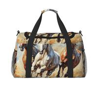 Bolsa de lona de viaje con estampado artístico de caballos corriendo, bolsa de transporte de 19.7 x 13 x 10.2 pulgadas, elegante bolsa para gimnasio