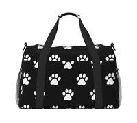 Bolsa de lona de viaje con estampado de huellas blancas, para gimnasio, durante la noche, para hombres y mujeres, equipaje de mano ligero para entrenamiento y vacaciones