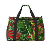 Bolsa de lona de viaje con hojas de palmera coloridas, bolsa de viaje tropical para gimnasio, bolsa de fin de semana para hombres y mujeres, equipaje de mano ligero para entrenamiento y vacaciones