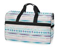 Bolsa de lona de viaje con lunares étnicos y rayas para hombres, mujeres, niños, niñas y adolescentes, bolsa de gimnasio deportiva de gran tamaño con compartimento para zapatos, bolsa de entrenamiento