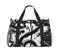 Bolsa de lona de viaje con notas musicales de acuarela, estilo vintage, para gimnasio, durante la noche, para hombres y mujeres, equipaje de mano ligero para entrenamiento y vacaciones