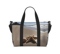 Bolsa de lona de viaje de playa de mar y concha marina, bolsa de mano para hombre, bolsa de fin de semana, bolsa de deporte o bolsa de gimnasio, Negro, One Size