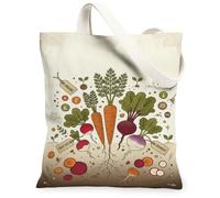 Bolsa de lona de zanahoria, botánica, vintage, remolacha, rábano, primavera, naranja, bolsas de comestibles, 13 x 15 pulgadas, Naranja, 13x15 Inch