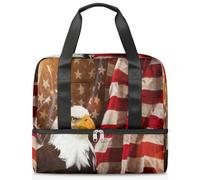 Bolsa de lona deportiva con bandera de águila calva para mujeres, hombres y niños, Kirls USA Flag Weekend Overnight Bags Wet Seperated 21 L Tote Bag for Travel Gym Yoga, color, 21L, Organizador de