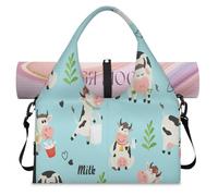 Bolsa de lona deportiva con bonito patrón de vacas para mujeres y hombres, bolsa de fin de semana con compartimento para zapatos, bolsa de hombro para yoga, gimnasio, viajes, color, L, Organizador de