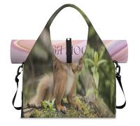 Bolsa de lona deportiva con compartimento para zapatos, bonita ardilla para fin de semana, para la noche, para gimnasio, yoga, viajes, color, L, Bolsa de viaje