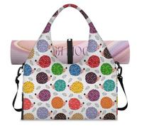 Bolsa de lona deportiva con compartimento para zapatos, diseño de erizo colorido, para fin de semana, para la noche, para gimnasio, yoga, viajes, color, L, Bolsa de viaje