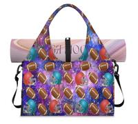 Bolsa de lona deportiva con compartimento para zapatos, diseño de nebulosa de fútbol americano, bolsa de equipaje para gimnasio, yoga, viajes, color, L, Bolsa de viaje
