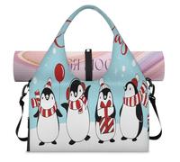 Bolsa de lona deportiva con compartimento para zapatos, diseño de pingüino, para fin de semana, para llevar al gimnasio, yoga, viajes, color, L, Bolsa de viaje